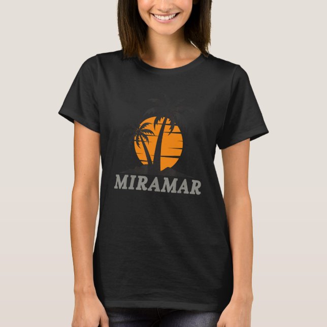 Camiseta Miramar Florida Beach Vacing Palm Retro (Frente)