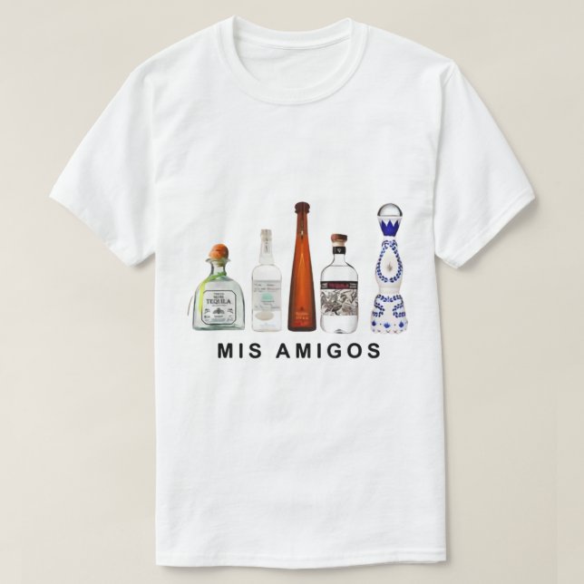 Camiseta Mis Amigos Tequila Engraçada Trendência Sarcastic  (Frente do Design)