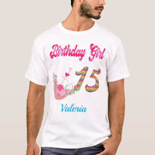 Camiseta Mis Quince Años Colorida Birthday Girl Personaliz