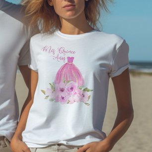 Camiseta Mis Quince Anos Pink Princesa Floral 15 Birthday