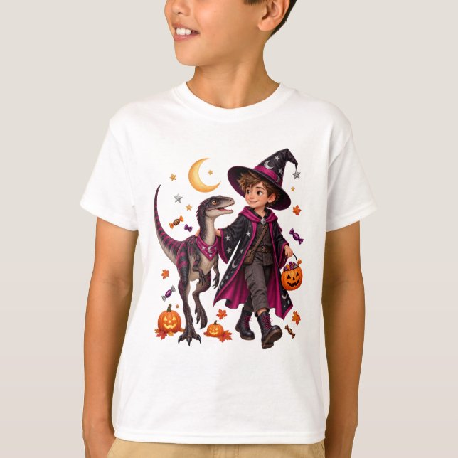 Camiseta Mischief Wizard & Masiakasaurus Halloween (Frente)