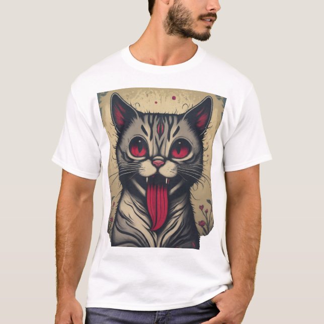 Camiseta Mischievous Meow: Um Vintage Pop (Frente)