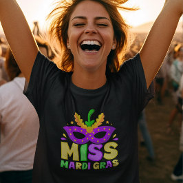 Camiseta Miss Mardi Gras – Purple Mask Vintage Mardi Gras