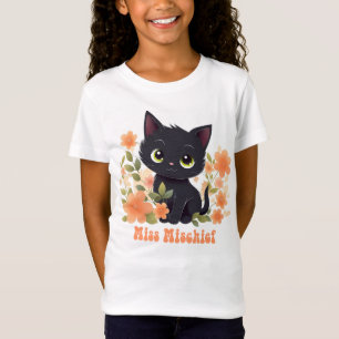 Camiseta Miss Mishead Gatinho Negro Kawaii Chibi