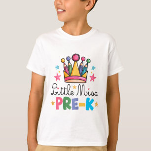 Camiseta Miss Pré-k Lápis Coroa Fofo Ck Para a Escola Prime