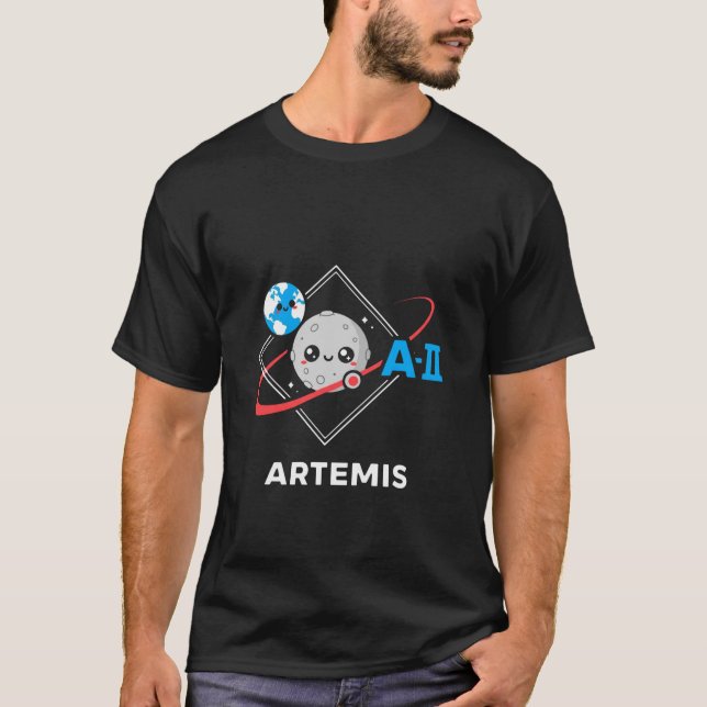 Camiseta Missão Artemis II - Lua & Terra (Frente)