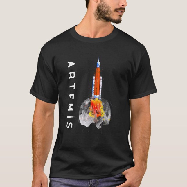 Camiseta Missão De Lançamento De Foguetes Artemis 1 SLS Par (Frente)