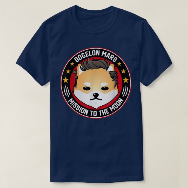 Camiseta Missão Dogelon Mars Para O Memo Crypto Da Lua (Frente do Design)