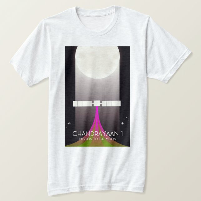 Camiseta Missão espacial Chandrayaan-1 à Lua (Frente do Design)