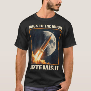 Camiseta Missão Lunar 2 Lançamento de Volta à Lua Foguete