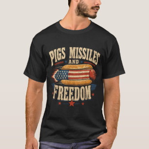 Camiseta Mísseis de porco e liberdade 4 de julho patriótico