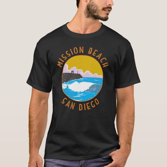 Camiseta Mission Beach Viagem Art Vintage (Frente)