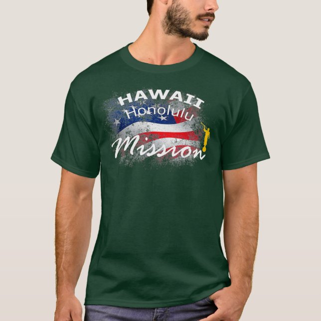 Camiseta Missionário da Missão LDS do Hawaii Honolulu Mormo (Frente)