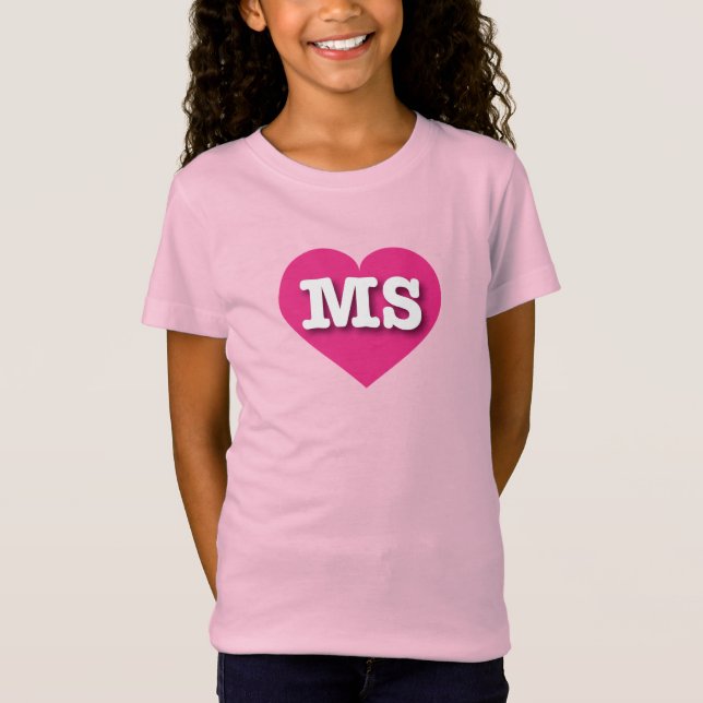Camiseta Mississípi Coração Rosa - Eu amo MS (Frente)