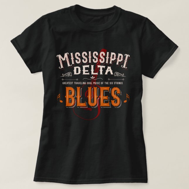 Camiseta Mississipi Delta blues violão (Frente do Design)