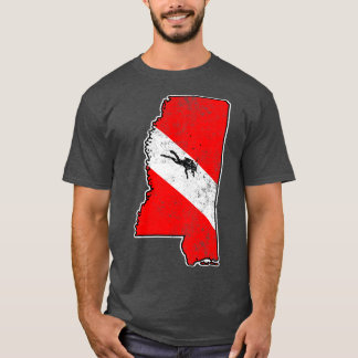 Camiseta Mississípi Dive Flag Scuba Merge State Map Dive