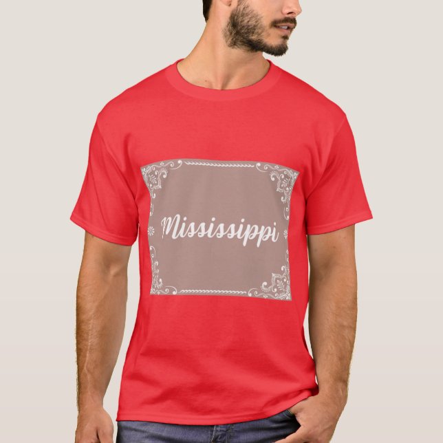 Camiseta Mississippi Monogram Boho Style Pastel Pink (Frente)
