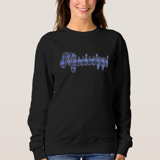 Camiseta Mississippi MS Xadrez Script Texto Orgulho Para Mu (Frente)