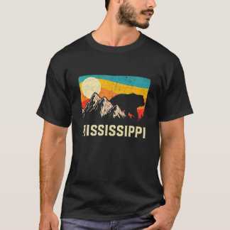 Camiseta Mississippi Nature Wild Bear Retro Sunset Hiking