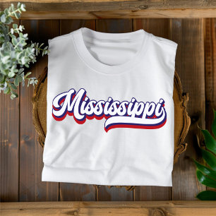 Camiseta Mississippi Red White e Blue Vintage T Shirt