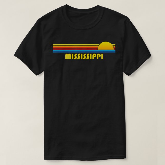Camiseta Mississippi Souvenir Retro SunsetState (Frente do Design)