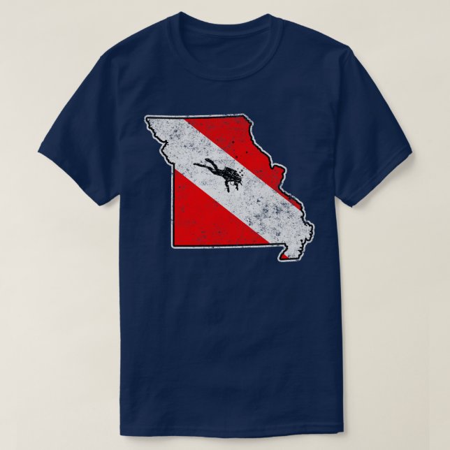Camiseta Missouri Dive Flag Scuba Divisor State Map Dive Fl (Frente do Design)