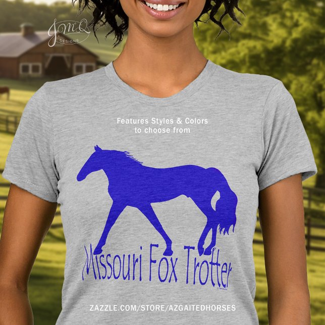 Camiseta Missouri Fox Trotter Blue Silhouette (Blue Missouri Fox Trotter horse silhouette t-shirt 🐎)