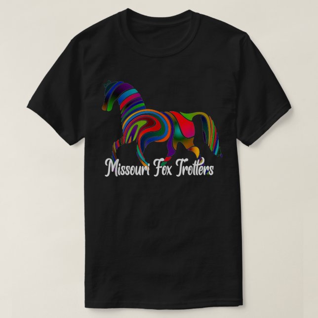Camiseta Missouri Fox Trotter Horse Rainbow Fade (Frente do Design)