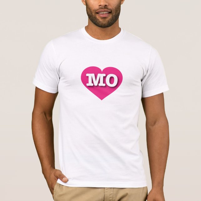 Camiseta Missouri Hot Pink Heart - Eu amo MO (Frente)