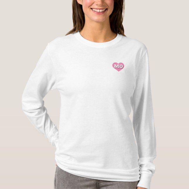 Camiseta Missouri Pink Heart - Eu amo MO (Frente)