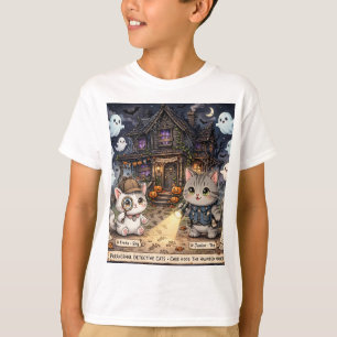 Camiseta Mistério de Halloween dos Gatos Detetives Freda e
