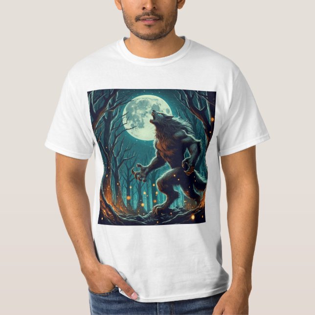 Camiseta Misterio Lunar: Diseño de Hombre Lobo (Frente)