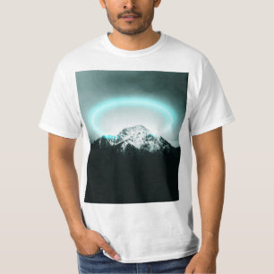 Camiseta Misteriosa luz azul-neon da montanha nevada
