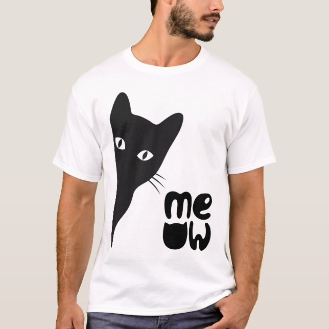 Camiseta Misterioso Gato Negro - Design Minimalista (Frente)