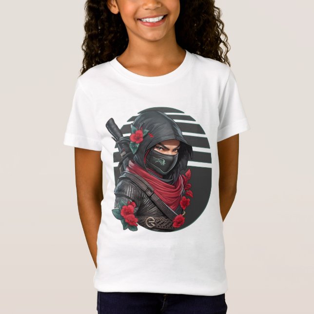 Camiseta Misterioso guerreiro Ninja com espada e espada ver (Frente)