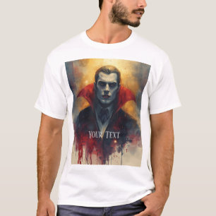 Camiseta Misterioso Vampiro Retrato de Camisa-T Masculina.