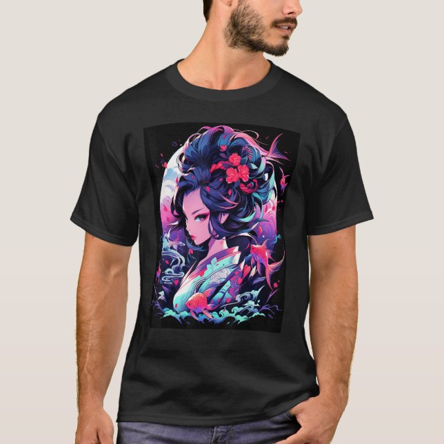 Camiseta Mística da Design de Tradição de Embosque Geisha (Frente)