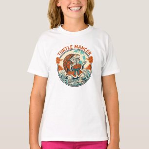 Camiseta Místico de Tartaruga Ondas do Oceano Arte Japonesa