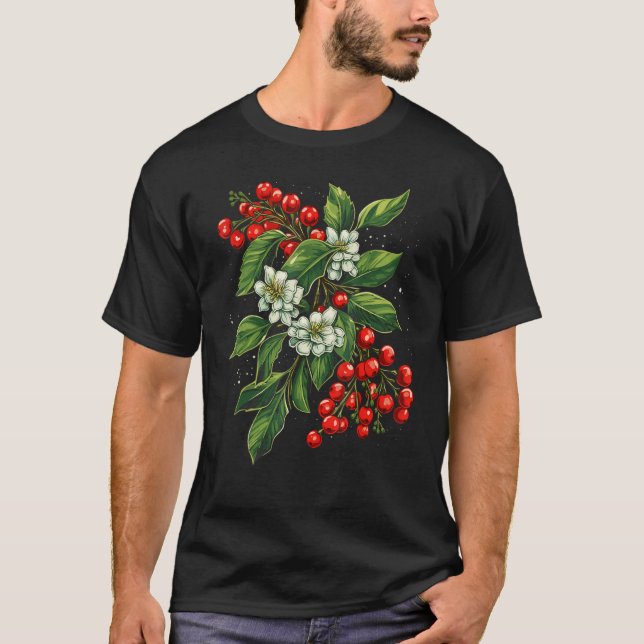 Camiseta Mistletoe Christmas Botanical Design (Frente)