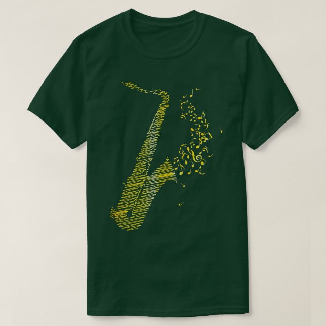 Camiseta Mistura amarela creativa saxofone (Frente do Design)