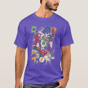 Camiseta Mistura da Liga da Justiça da DC Comics retrô