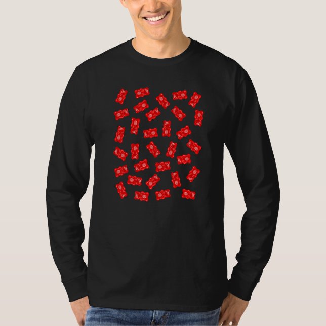 Camiseta Mistura de Doces de Urso de Goma Vermelho (Frente)