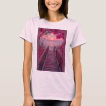 Camiseta misturada rosa com design rosa