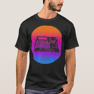 Camiseta Misturador de DJ girável em gráfico solar vintag