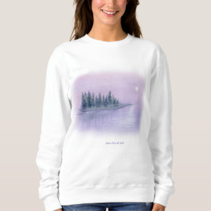 Camiseta Misty Night Purple Haze Moon Risen sobre o lago