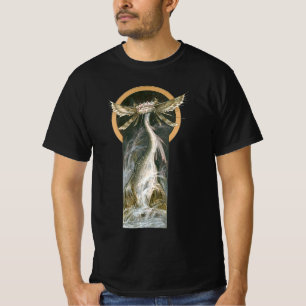 Camiseta Mitologia Vintage, um Dragão Alado no Oceano