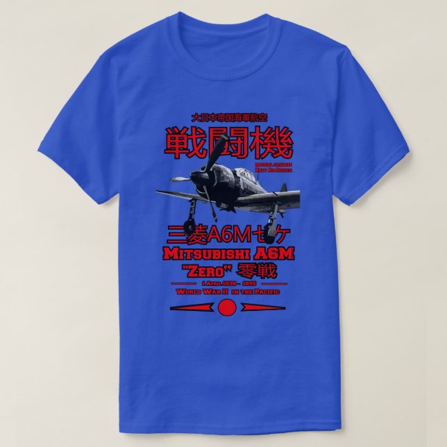 Camiseta Mitsubishi A6M Zero A6M Aeronave de combate (Frente do Design)