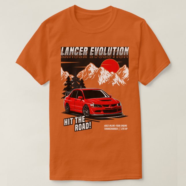 Camiseta Mitsubishi Lancer Evo VIII Evolução do Lancer (Frente do Design)