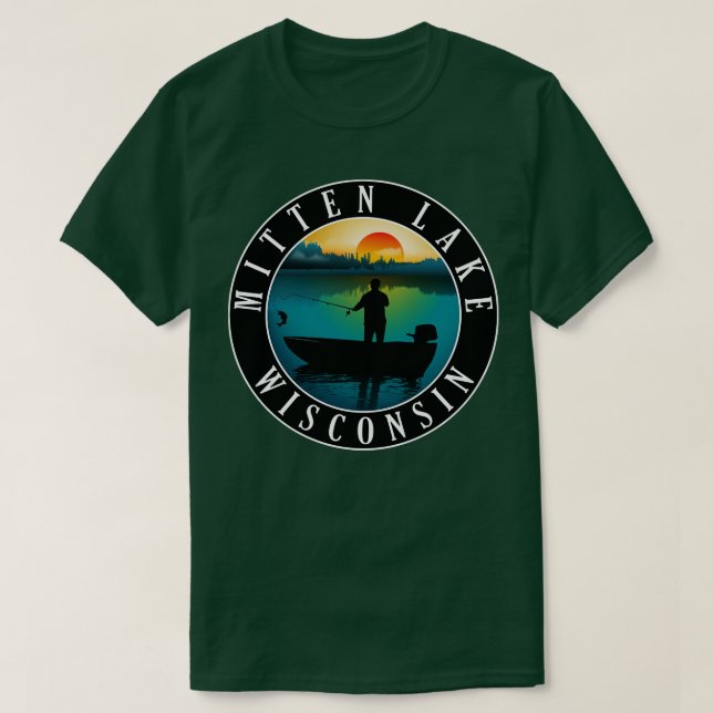 Camiseta Mitten Lake Wisconsin Canoeing (Frente do Design)