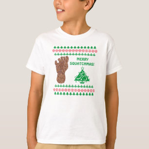 Camiseta Miúdos alegres de Squatchmas Bigfoot da trilha de